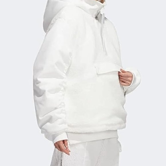 Adidas IVY PARK  Unisex White 1/2 Zip Quilted Sherpa Jacket FREE SHIPPING H18974 - Picture 9 of 9